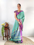 Zari Weaving Banarasi Soft Silk Ready to Wear Saree -Ready to Wear Saree peach maroon women's fashion mart