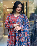 Comfortable And Stylish Pure Cotton Suit Cum Gown Set Which Is Beautifully Decorated With Intricate Hand Work, Jari Work And Lace Detailing In Neck -READY MADE DRESSES S women's fashion mart