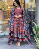 Comfortable And Stylish Pure Cotton Suit Cum Gown Set Which Is Beautifully Decorated With Intricate Hand Work, Jari Work And Lace Detailing In Neck -READY MADE DRESSES S women's fashion mart
