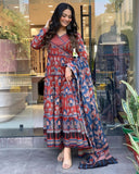 Comfortable And Stylish Pure Cotton Suit Cum Gown Set Which Is Beautifully Decorated With Intricate Hand Work, Jari Work And Lace Detailing In Neck -READY MADE DRESSES S women's fashion mart