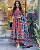 Comfortable And Stylish Pure Cotton Suit Cum Gown Set Which Is Beautifully Decorated With Intricate Hand Work, Jari Work And Lace Detailing In Neck -READY MADE DRESSES S women's fashion mart
