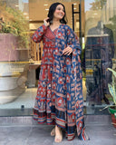 Comfortable And Stylish Pure Cotton Suit Cum Gown Set Which Is Beautifully Decorated With Intricate Hand Work, Jari Work And Lace Detailing In Neck -READY MADE DRESSES S women's fashion mart