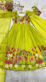 Cream silk Floral Printed anarkali suit with dupatta -Salwar Kameez XS / Cream women's fashion mart