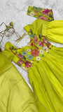 Cream silk Floral Printed anarkali suit with dupatta -Salwar Kameez XS / Cream women's fashion mart