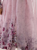 Fascinating Pink Floral Printed Organza Anarkali Suit With Dupatta  women's fashion mart