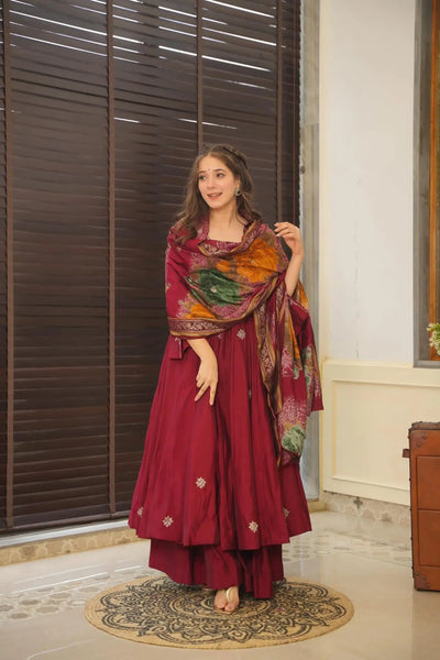 Divine Muslin Anarkali Style Plazzo Suit Set -suit set XS [34] women's fashion mart