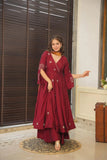 Divine Muslin Anarkali Style Plazzo Suit Set -suit set XS [34] women's fashion mart