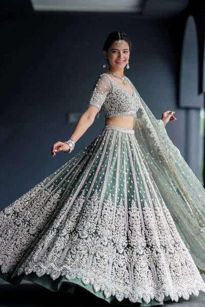 Sabyasachi Designer grey Lehenga Choli with high quality heavy sequence work Wedding wear party wear | Ready To Wear  women's fashion mart