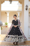 Black Heavy Embroidery Work Gown with Dupatta -GOWN XS / Black / Black women's fashion mart