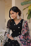 Black Heavy Embroidery Work Gown with Dupatta -GOWN XS / Black / Black women's fashion mart