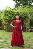 Extraordinary Embroidered Faux Blooming Gown - women's fashion mart