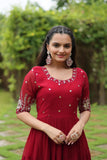 Extraordinary Embroidered Faux Blooming Gown - women's fashion mart