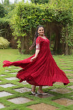 Extraordinary Embroidered Faux Blooming Gown - women's fashion mart