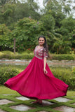 Zari Thread Sequins Worked Faux Georgette Gown -Gowns Purple / M women's fashion mart