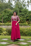 Zari Thread Sequins Worked Faux Georgette Designer Gown - women's fashion mart