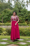 Zari Thread Sequins Worked Faux Georgette Gown -Gowns Purple / M women's fashion mart