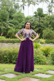 Zari Thread Sequins Worked Faux Georgette Gown -Gowns Purple / M women's fashion mart