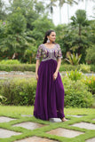 Zari Thread Sequins Worked Faux Georgette Designer Gown - women's fashion mart