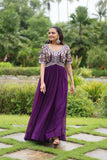 Zari Thread Sequins Worked Faux Georgette Designer Gown - women's fashion mart