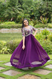 Zari Thread Sequins Worked Faux Georgette Designer Gown - women's fashion mart