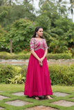 Zari Thread Sequins Worked Faux Georgette Gown -Gowns Purple / M women's fashion mart