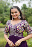 Zari Thread Sequins Worked Faux Georgette Gown - women's fashion mart