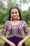 Zari Thread Sequins Worked Faux Georgette Designer Gown - women's fashion mart
