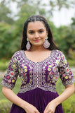 Zari Thread Sequins Worked Faux Georgette Gown - women's fashion mart
