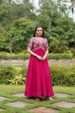 Zari Thread Sequins Worked Faux Georgette Designer Gown - women's fashion mart