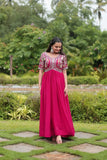 Zari Thread Sequins Worked Faux Georgette Designer Gown - women's fashion mart