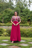 Zari Thread Sequins Worked Faux Georgette Designer Gown - women's fashion mart