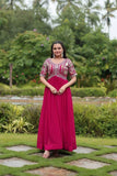 Zari Thread Sequins Worked Faux Georgette Gown -Gowns Purple / M women's fashion mart