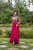 Zari Thread Sequins Worked Faux Georgette Designer Gown - women's fashion mart