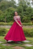 Zari Thread Sequins Worked Faux Georgette Gown -Gowns Purple / M women's fashion mart