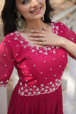 Beads Embroidered Faux Georgette Designer Gown - women's fashion mart