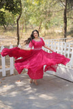 Beads Embroidered Faux Georgette Designer Gown - women's fashion mart