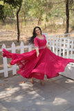 Beads Embroidered Faux Georgette Designer Gown - women's fashion mart