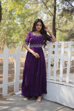 Beads Embroidered Faux Georgette Designer Gown - women's fashion mart