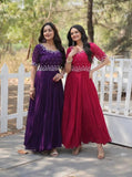 Beads Embroidered Faux Georgette Designer Gown - women's fashion mart