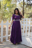 Beads Embroidered Faux Georgette Designer Gown - women's fashion mart