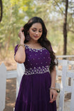 Beads Embroidered Faux Georgette Designer Gown - women's fashion mart