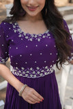 Beads Embroidered Faux Georgette Designer Gown - women's fashion mart