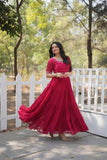 Beads Embroidered Faux Georgette Designer Gown - women's fashion mart