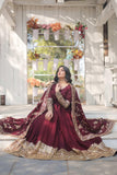 Opulent Maroon Sequins Gown Luxurious Fabric & Fancy V-Neck -GOWN XS / Maroon / Maroon women's fashion mart