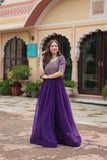 Amazing Faux Georgette Zari Sequins Worked Designer Gown - women's fashion mart