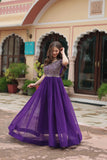 Amazing Faux Georgette Zari Sequins Worked Designer Gown - women's fashion mart