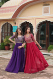 Amazing Faux Georgette Zari Sequins Worked Designer Gown - women's fashion mart
