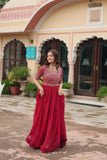 Amazing Faux Georgette Zari Sequins Worked Designer Gown - women's fashion mart