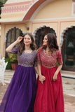 Amazing Faux Georgette Zari Sequins Worked Designer Gown - women's fashion mart
