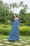 Elegant and Fabulous Bandhni Printed Gowns -Gowns Blue / L women's fashion mart